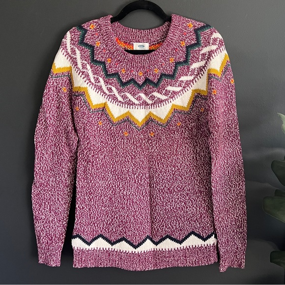 Old Navy Purple Fair Isle Sweater S Tall - Picture 2 of 13